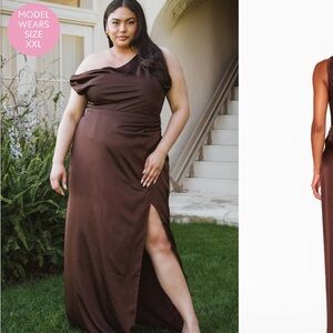 Show Me Your MuMu Chocolate One-Shoulder Dress